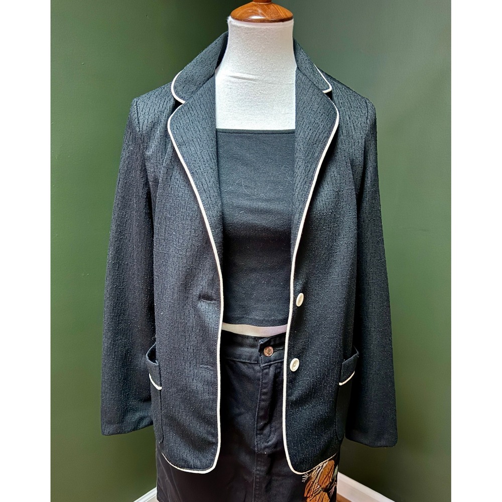 Vintage Cricket Lane Black White Trim‎ Blazer Women's Size 10